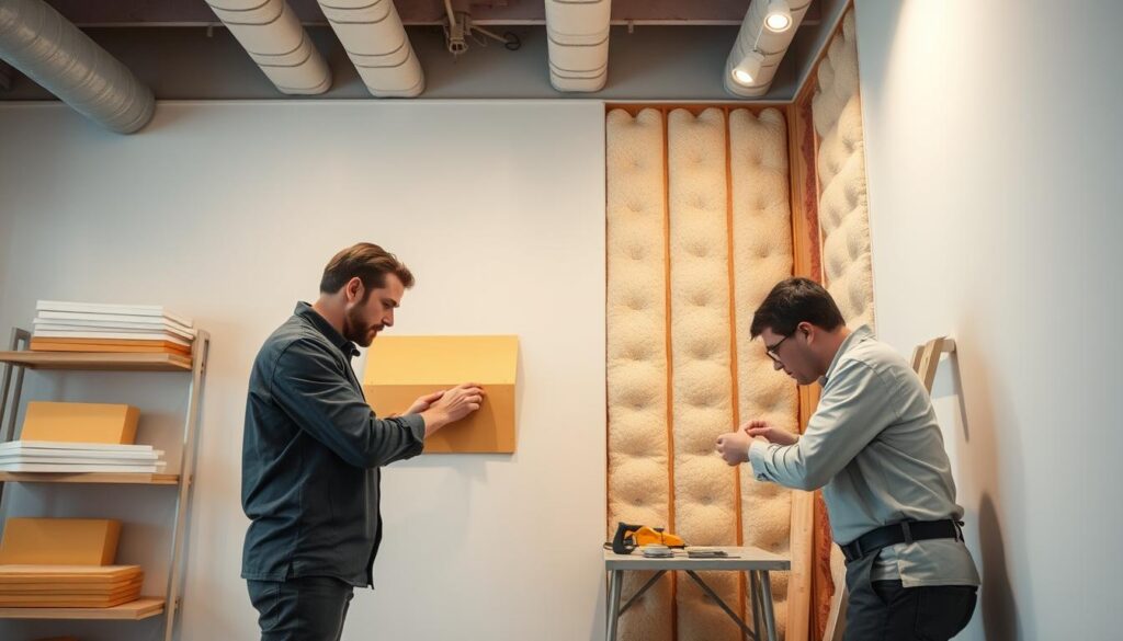 Installation de l'isolant acoustique